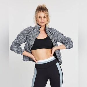 NWT Allfenix x Anthropologie Black and White Leopard Print Cropped Bomber Jacket